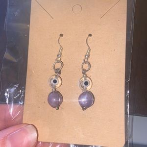 Handmade Lepidolite and eye earrings